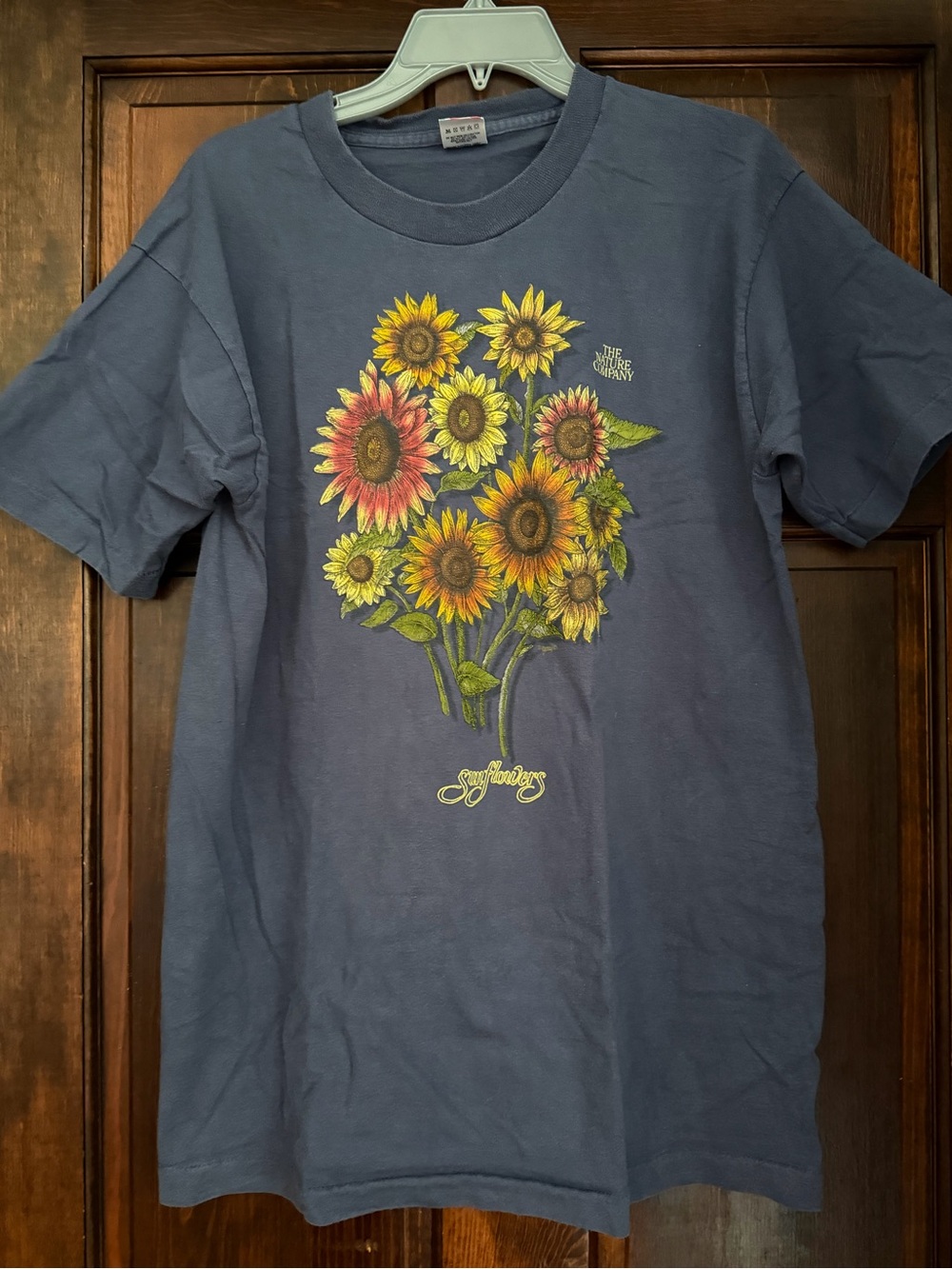 Vintage The Nature Company Navy Blue Sunflowers T Shirt Size Adult Large